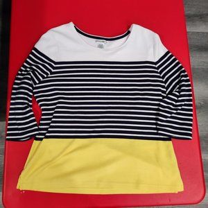 Rebecca Malone black-white-yellow 3/4 sleeve women's shirt size XL